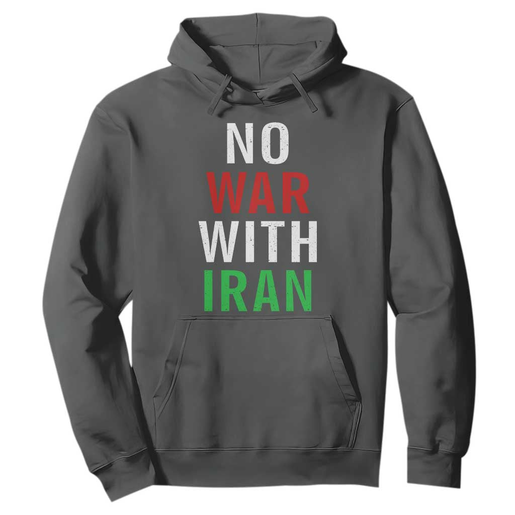 No War With Iran Hoodie Anti War Political Protest Statement TS12 Dark Heather Print Your Wear