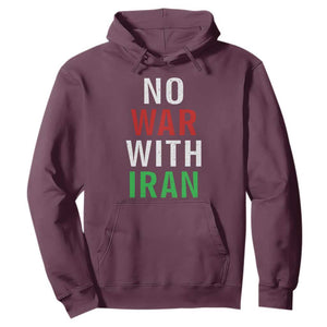 No War With Iran Hoodie Anti War Political Protest Statement TS12 Maroon Print Your Wear