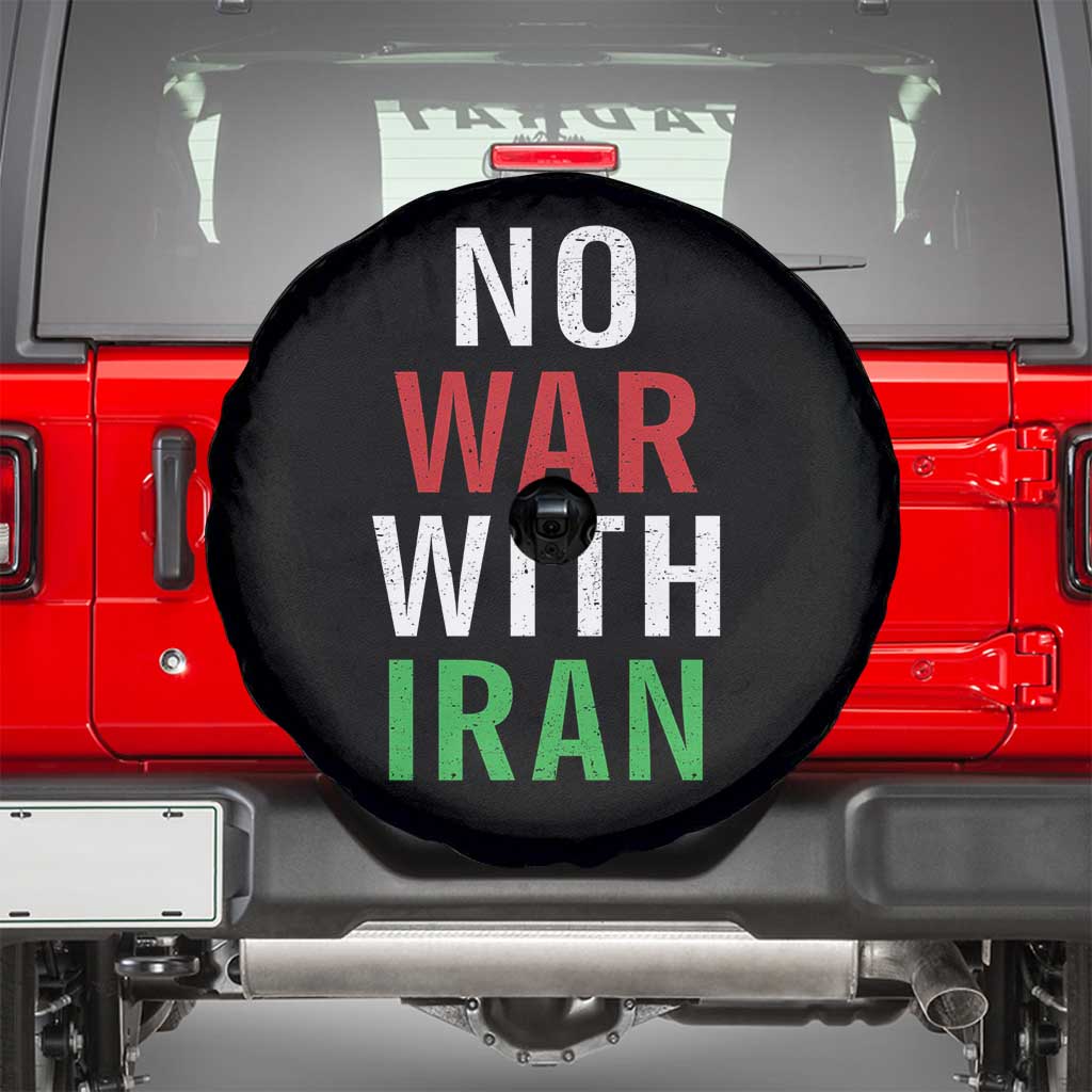 No War With Iran Spare Tire Cover Anti War Political Protest Statement TS12 Black Print Your Wear