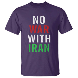 No War With Iran T Shirt Anti War Political Protest Statement TS12 Purple Print Your Wear