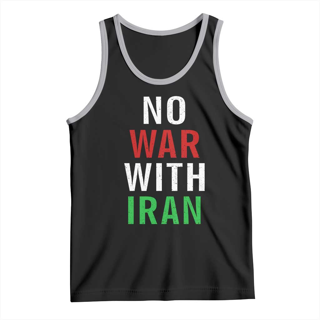 No War With Iran Tank Top Anti War Political Protest Statement TS12 Black Athletic Heather Print Your Wear