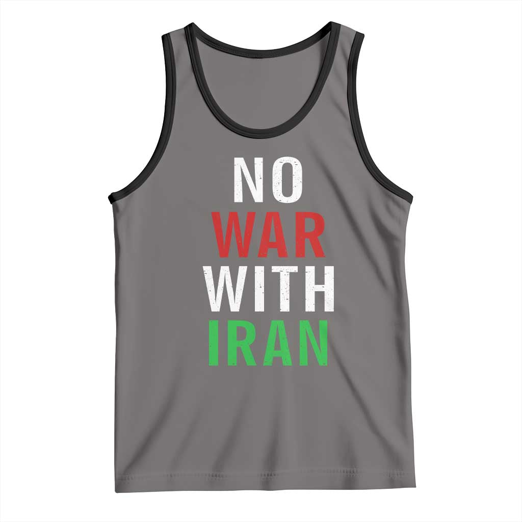 No War With Iran Tank Top Anti War Political Protest Statement TS12 Deep Heather Black Print Your Wear