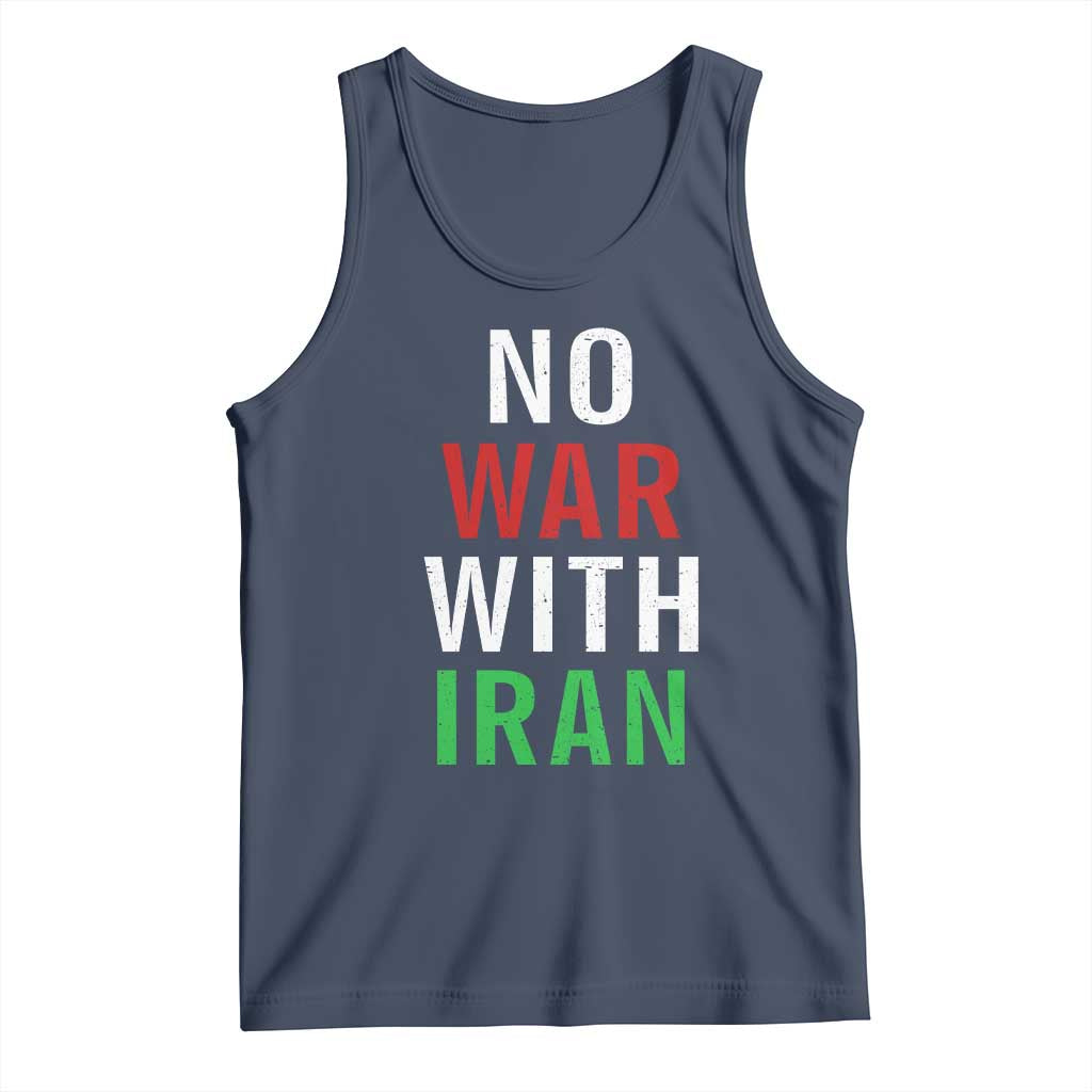 No War With Iran Tank Top Anti War Political Protest Statement TS12 Navy Print Your Wear