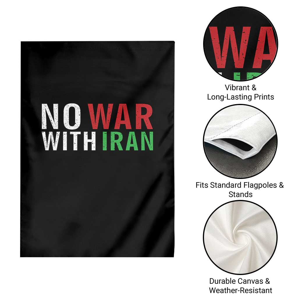 No War With Iran Garden Flag Anti War Protest Apparel Gift TS12 Print Your Wear