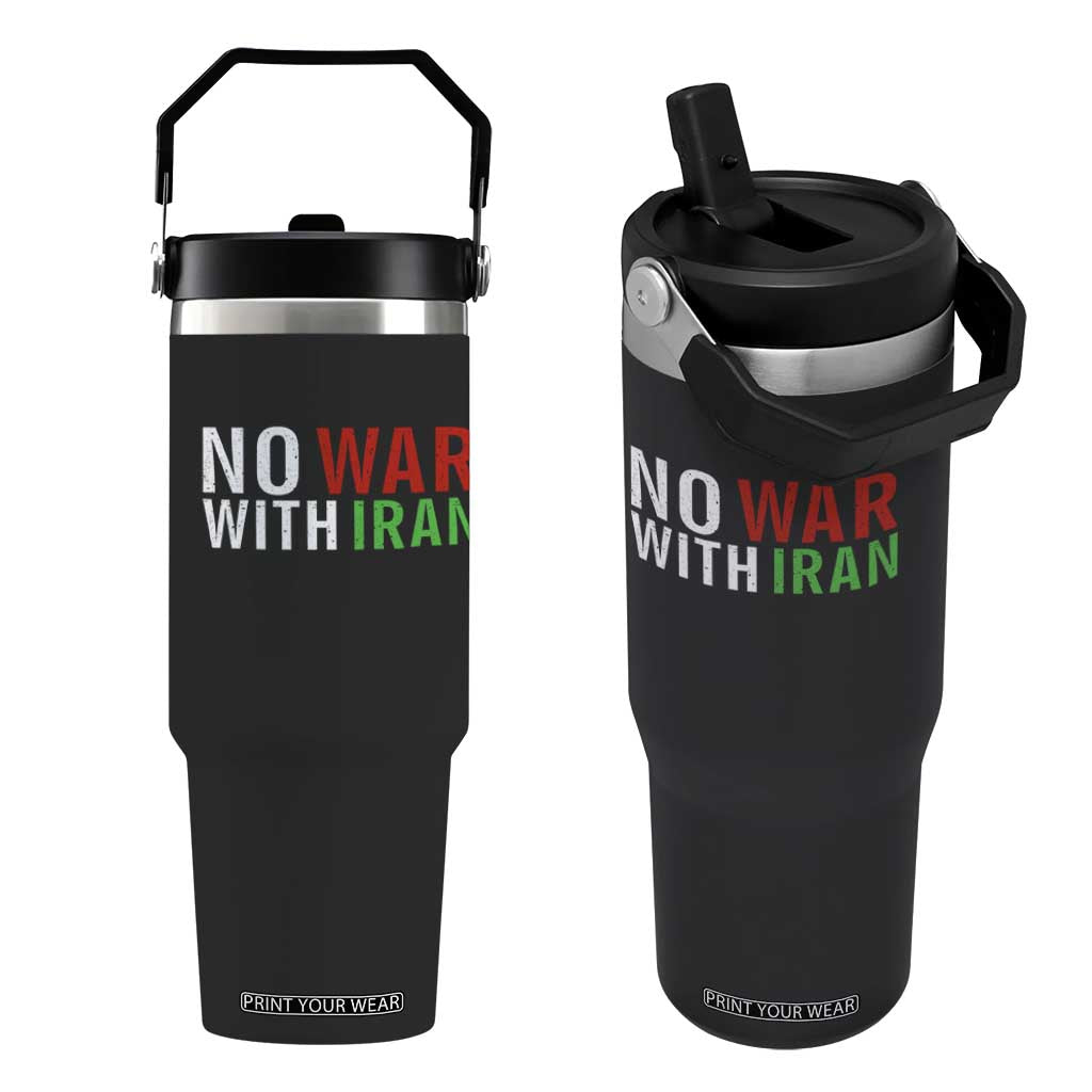No War With Iran Flip Straw Tumbler Anti War Protest Apparel Gift TS12 One Size: 30 oz Black Print Your Wear