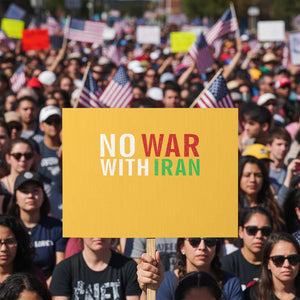 No War With Iran Protest Sign Anti War Protest Apparel Gift TS12 Horizontal 18" × 24" Yellow Print Your Wear