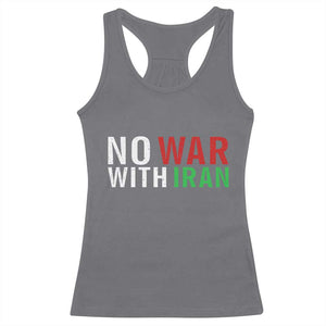 No War With Iran Racerback Tank Top Anti War Protest Apparel Gift TS12 Charcoal Print Your Wear