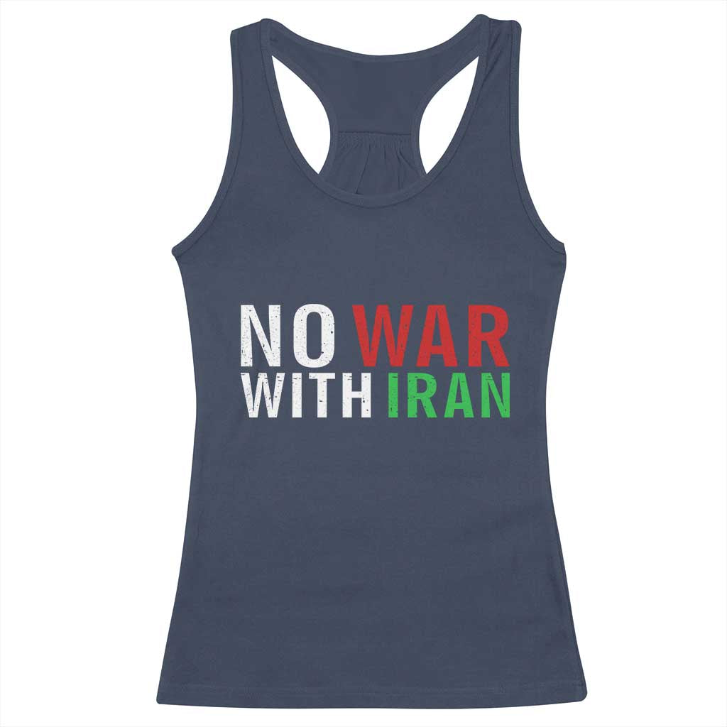 No War With Iran Racerback Tank Top Anti War Protest Apparel Gift TS12 Navy Print Your Wear