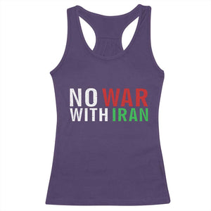 No War With Iran Racerback Tank Top Anti War Protest Apparel Gift TS12 Purple Print Your Wear