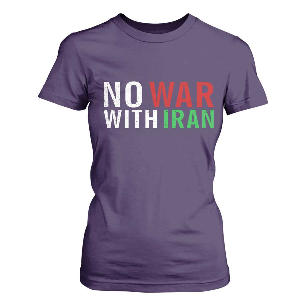 No War With Iran T Shirt For Women Anti War Protest Apparel Gift TS12 Purple Print Your Wear