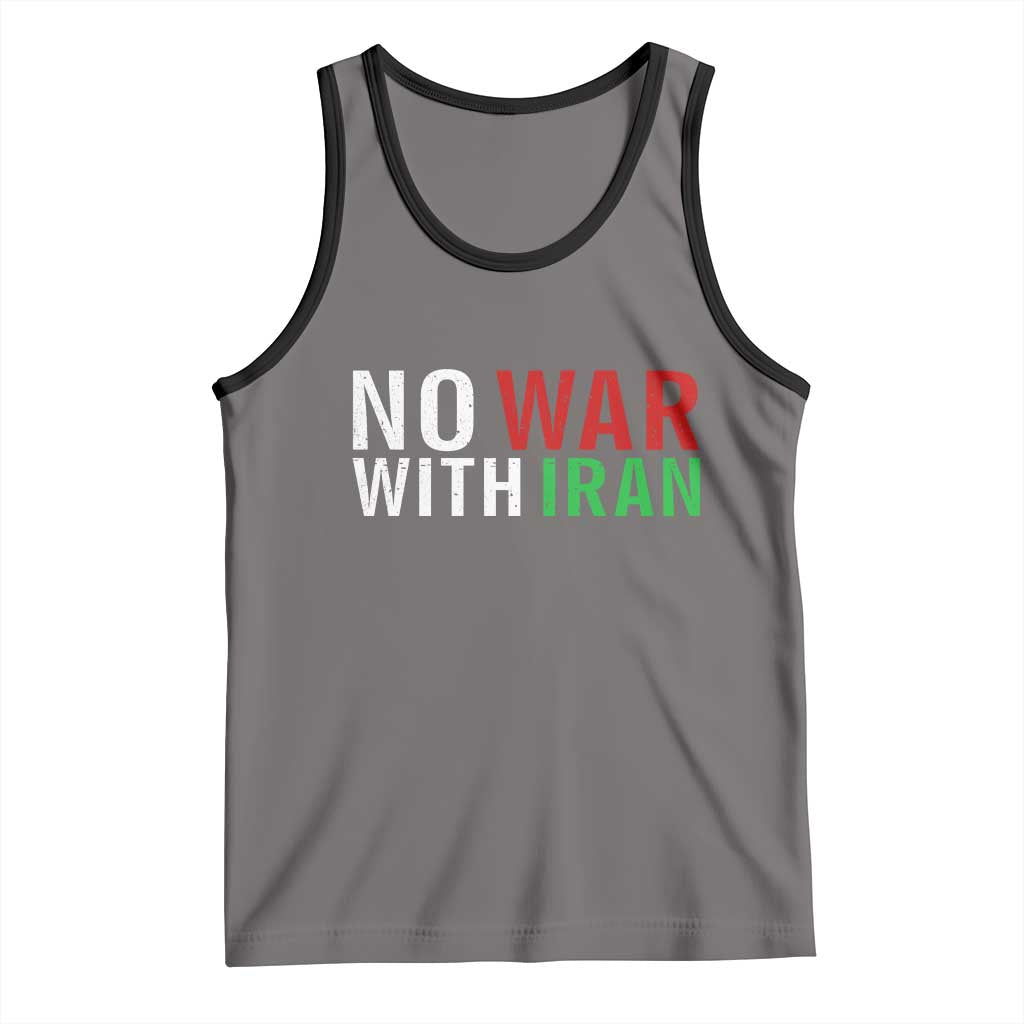 No War With Iran Tank Top Anti War Protest Apparel Gift TS12 Deep Heather Black Print Your Wear