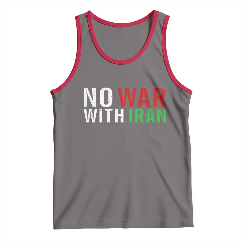 No War With Iran Tank Top Anti War Protest Apparel Gift TS12 Deep Heather Red Print Your Wear