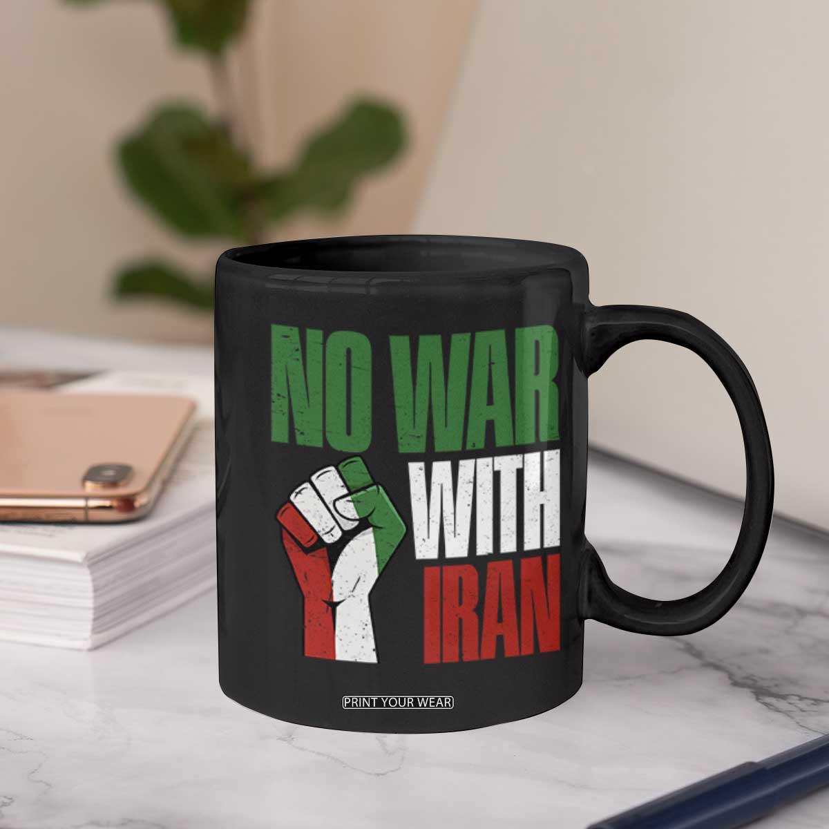 No War With Iran Coffee Mug Peace Activist Gift TS12 Print Your Wear