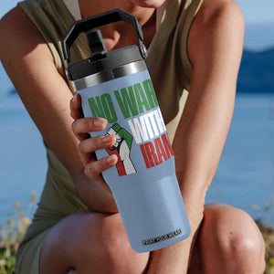 No War With Iran Flip Straw Tumbler Peace Activist Gift TS12 One Size: 30 oz Light Blue Print Your Wear