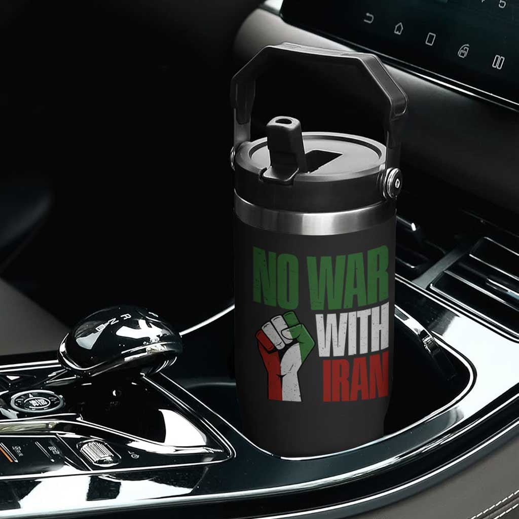 No War With Iran Flip Straw Tumbler Peace Activist Gift TS12 Print Your Wear