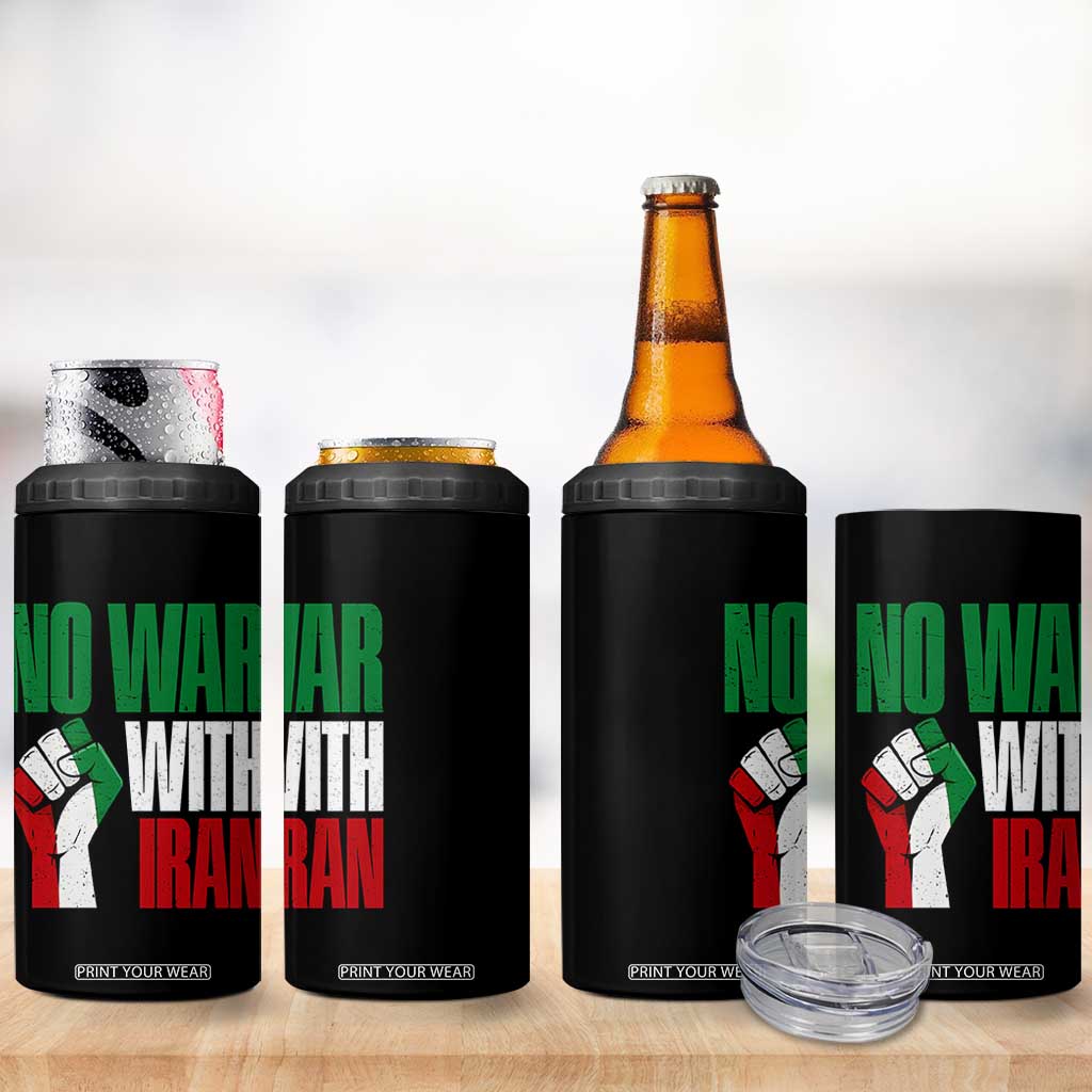 No War With Iran 4 in 1 Can Cooler Tumbler Peace Activist Gift TS12 Print Your Wear
