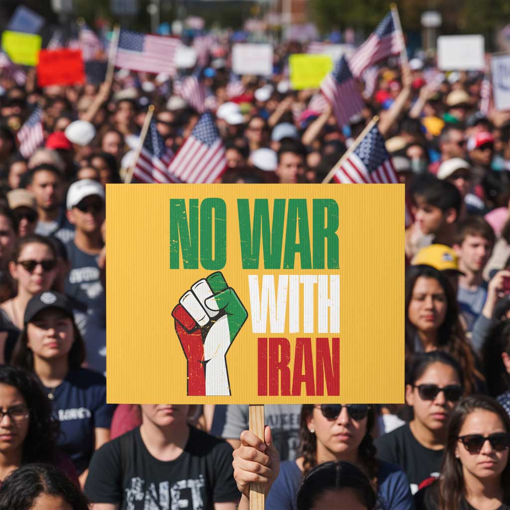 No War With Iran Protest Sign Peace Activist Gift TS12 Horizontal 18