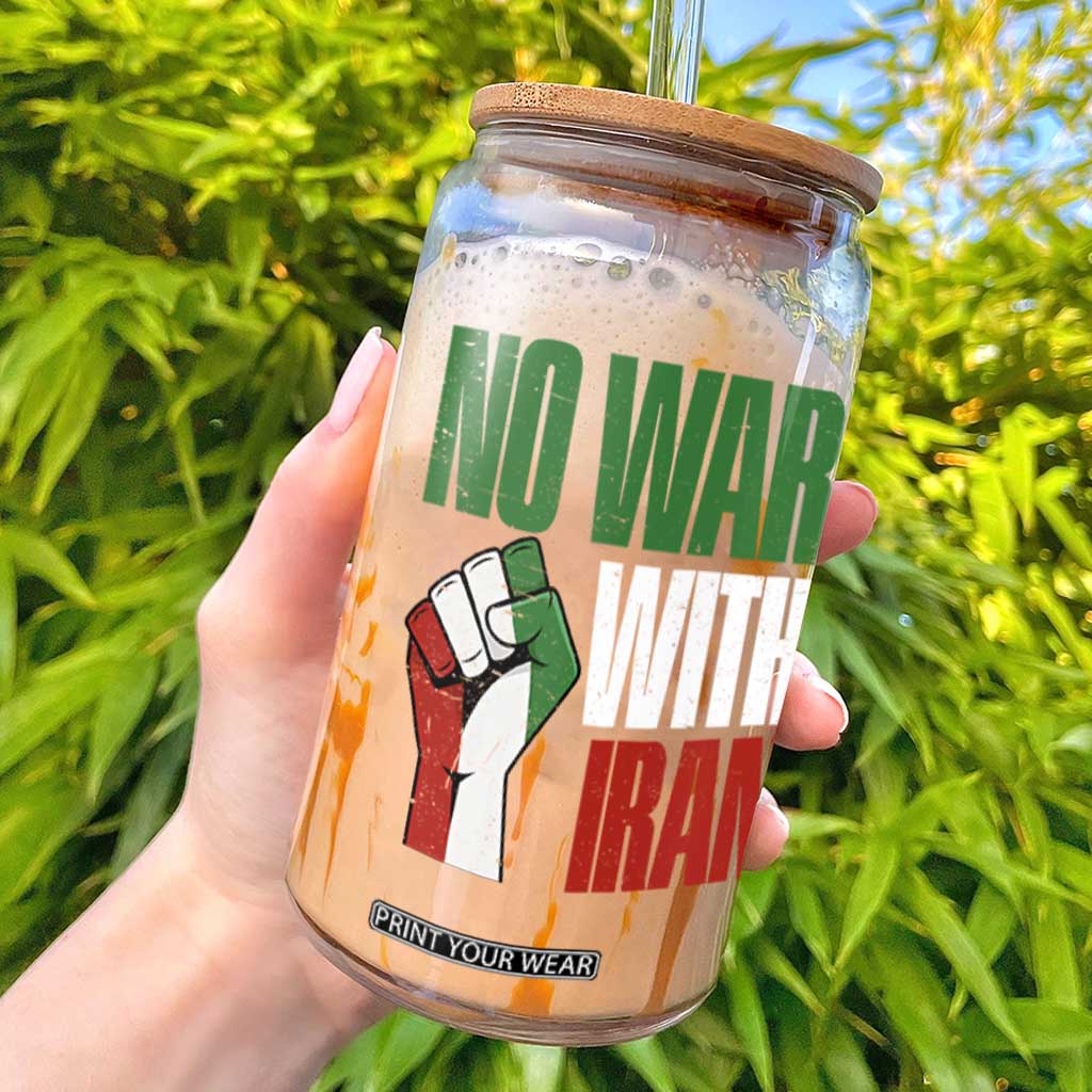 No War With Iran Glass Can Peace Activist Gift TS12 Black Print Your Wear