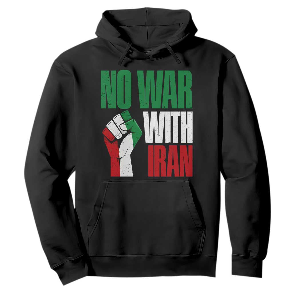 No War With Iran Hoodie Peace Activist Gift TS12 Black Print Your Wear