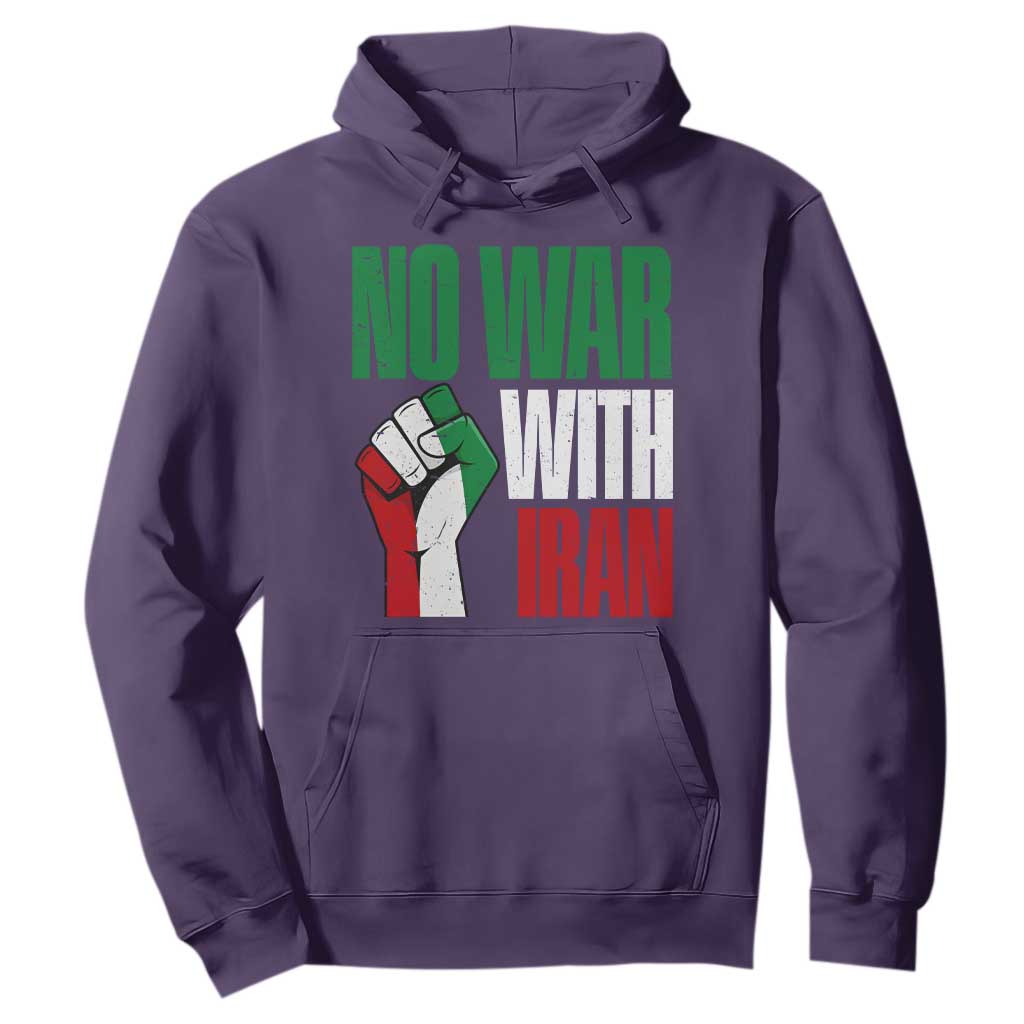 No War With Iran Hoodie Peace Activist Gift TS12 Purple Print Your Wear