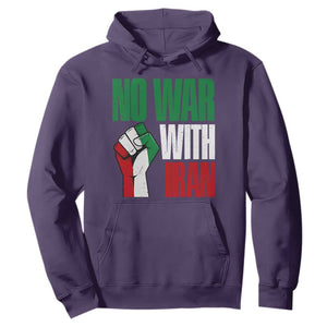 No War With Iran Hoodie Peace Activist Gift TS12 Purple Print Your Wear
