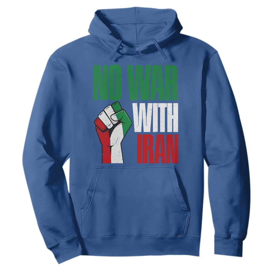 No War With Iran Hoodie Peace Activist Gift TS12 Royal Blue Print Your Wear