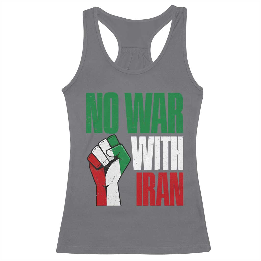 No War With Iran Racerback Tank Top Peace Activist Gift TS12 Charcoal Print Your Wear