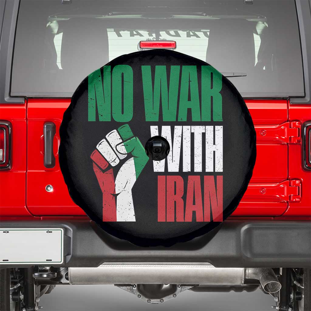No War With Iran Spare Tire Cover Peace Activist Gift TS12 Black Print Your Wear