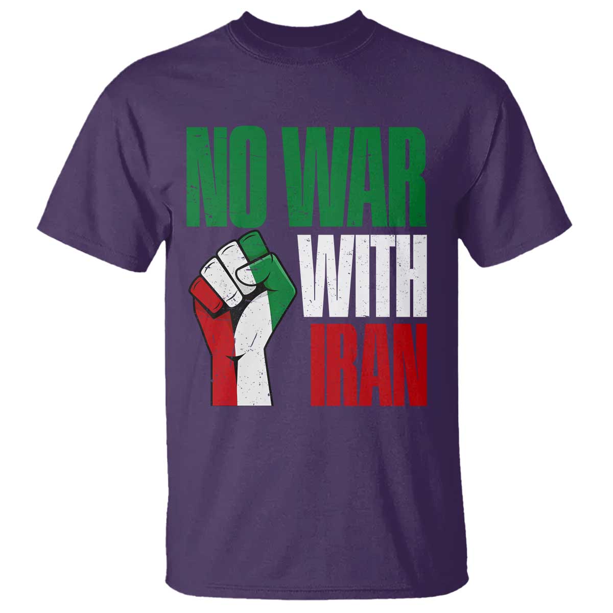 No War With Iran T Shirt Peace Activist Gift TS12 Purple Print Your Wear