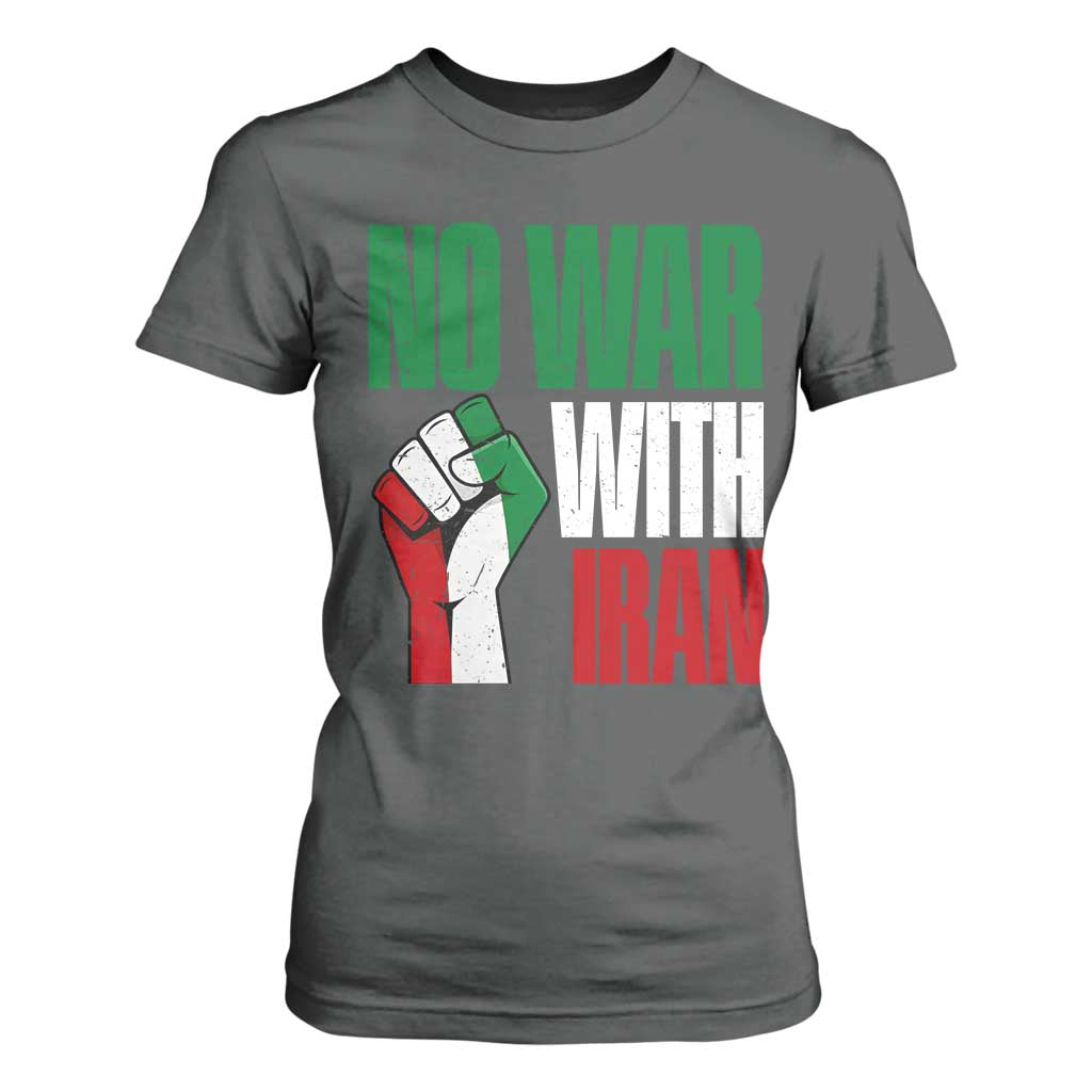 No War With Iran T Shirt For Women Peace Activist Gift TS12 Dark Heather Print Your Wear