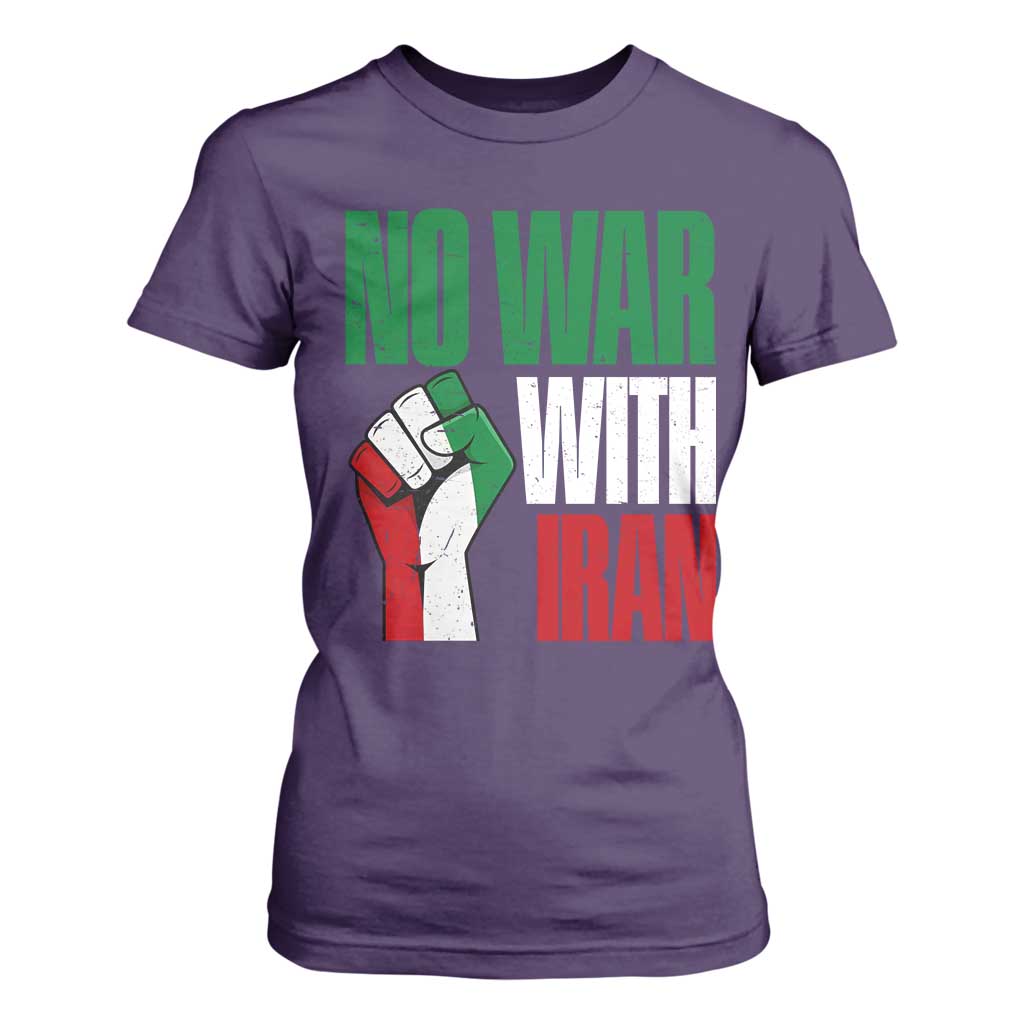 No War With Iran T Shirt For Women Peace Activist Gift TS12 Purple Print Your Wear