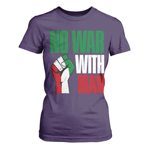 No War With Iran T Shirt For Women Peace Activist Gift TS12 Purple Print Your Wear