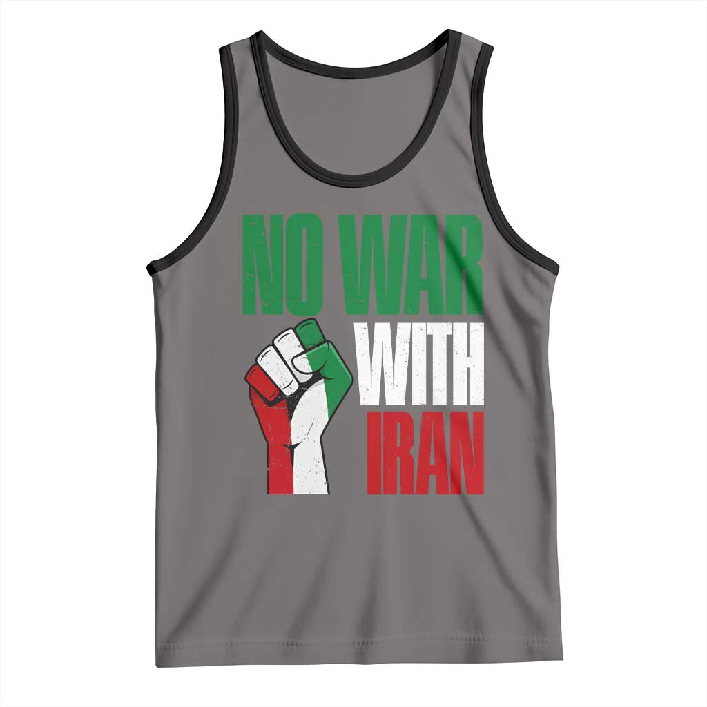 No War With Iran Tank Top Peace Activist Gift TS12 Deep Heather Black Print Your Wear