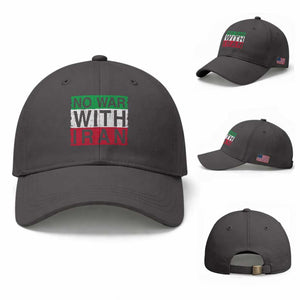 No War With Iran Baseball Cap Solidarity With Iranian People Peace TS12 Baseball Cap Universal Fit Dark Gray Print Your Wear