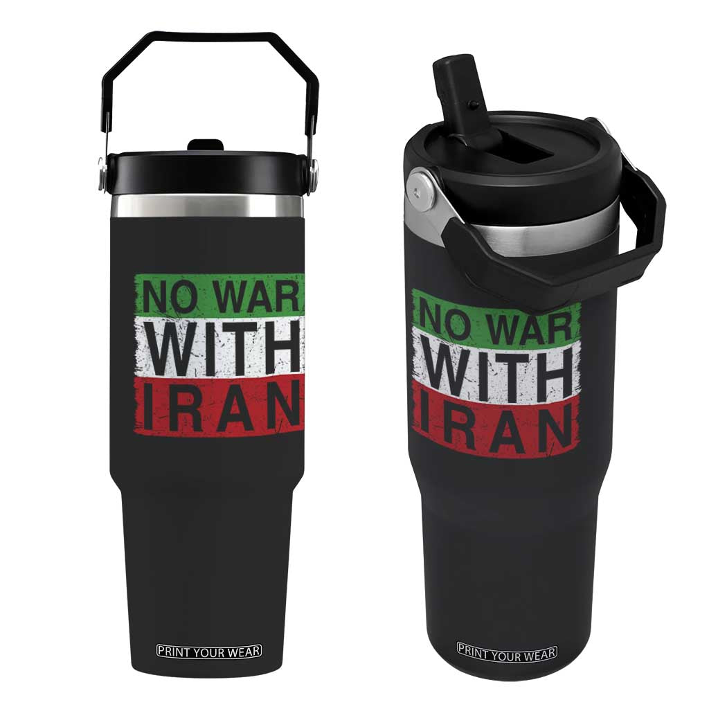 No War With Iran Flip Straw Tumbler Solidarity With Iranian People Peace TS12 One Size: 30 oz Black Print Your Wear