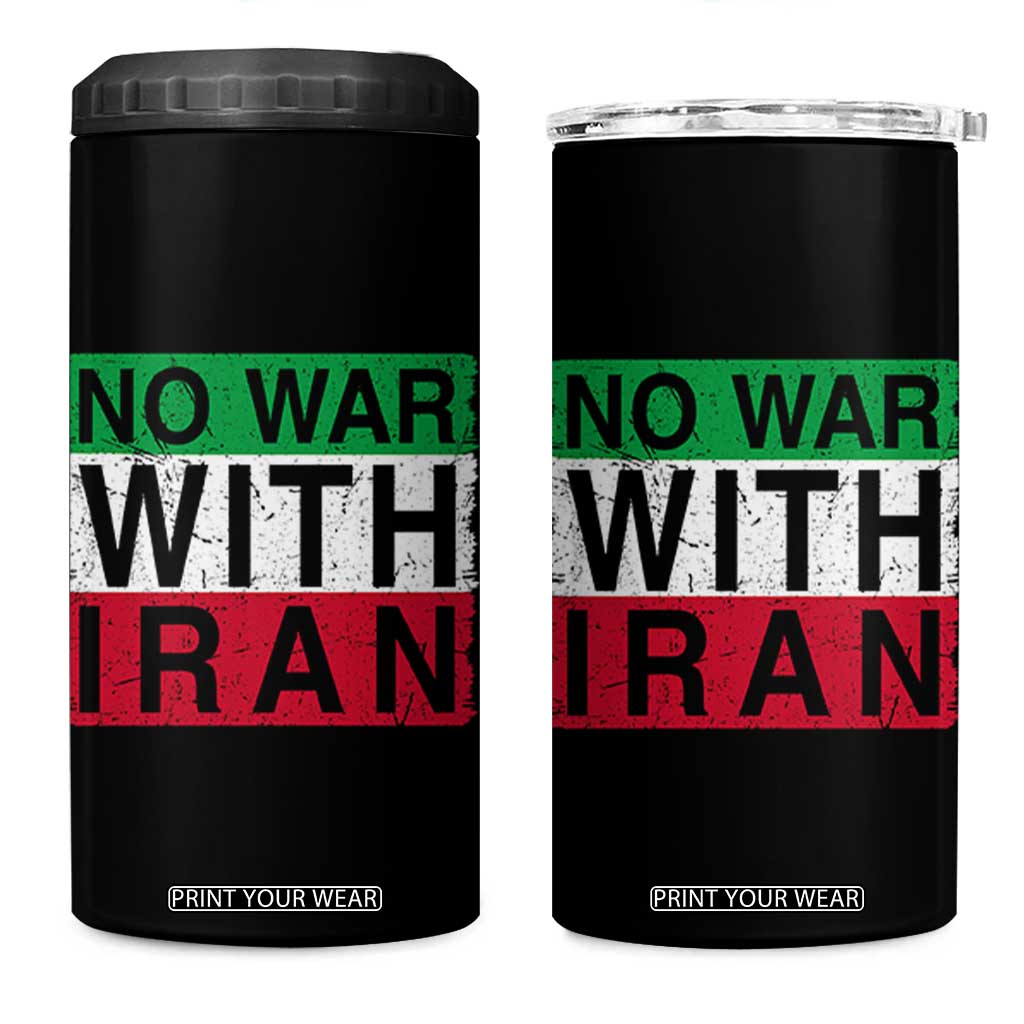 No War With Iran 4 in 1 Can Cooler Tumbler Solidarity With Iranian People Peace TS12 One Size: 16 oz Black Print Your Wear