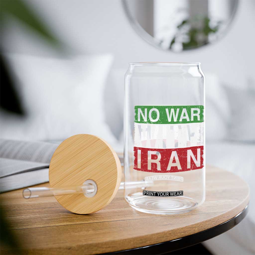 No War With Iran Glass Can Solidarity With Iranian People Peace TS12 Print Your Wear