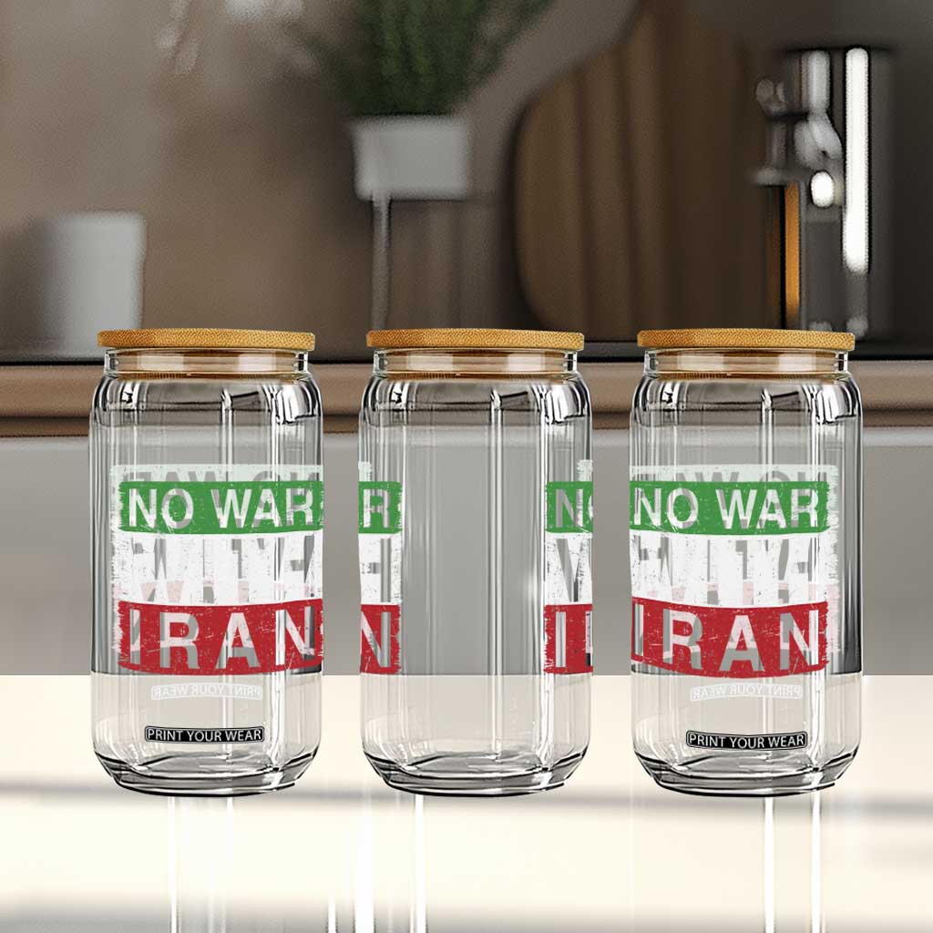 No War With Iran Glass Can Solidarity With Iranian People Peace TS12 Print Your Wear