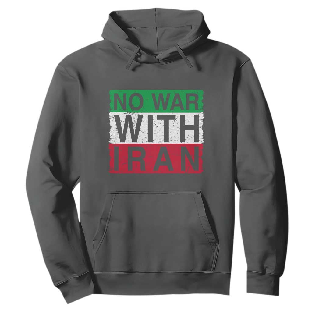 No War With Iran Hoodie Solidarity With Iranian People Peace TS12 Dark Heather Print Your Wear