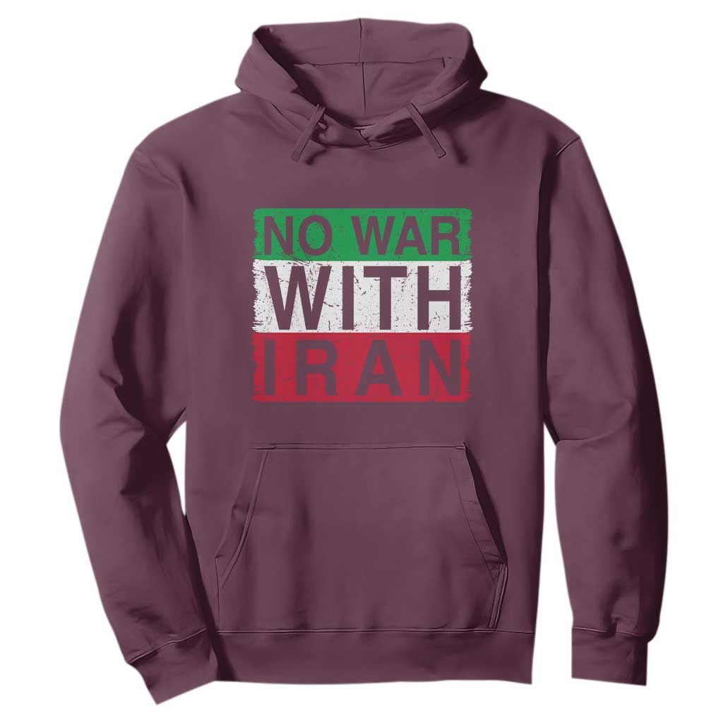 No War With Iran Hoodie Solidarity With Iranian People Peace TS12 Maroon Print Your Wear