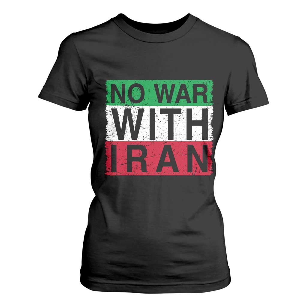 No War With Iran T Shirt For Women Solidarity With Iranian People Peace TS12 Black Print Your Wear