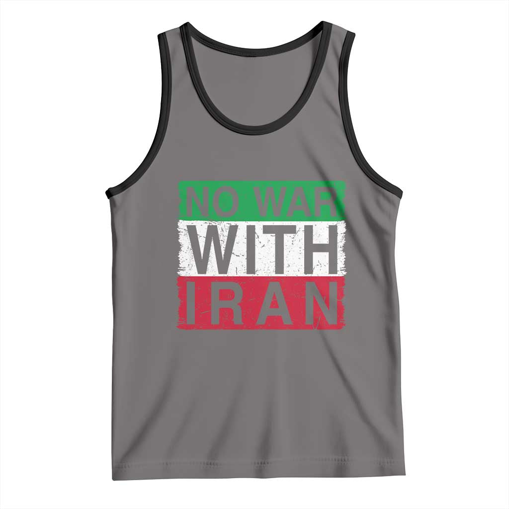 No War With Iran Tank Top Solidarity With Iranian People Peace TS12 Deep Heather Black Print Your Wear