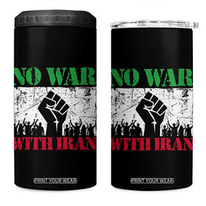 No War With Iran 4 in 1 Can Cooler Tumbler Free Iran Peace Seeker Gift TS12 One Size: 16 oz Black Print Your Wear