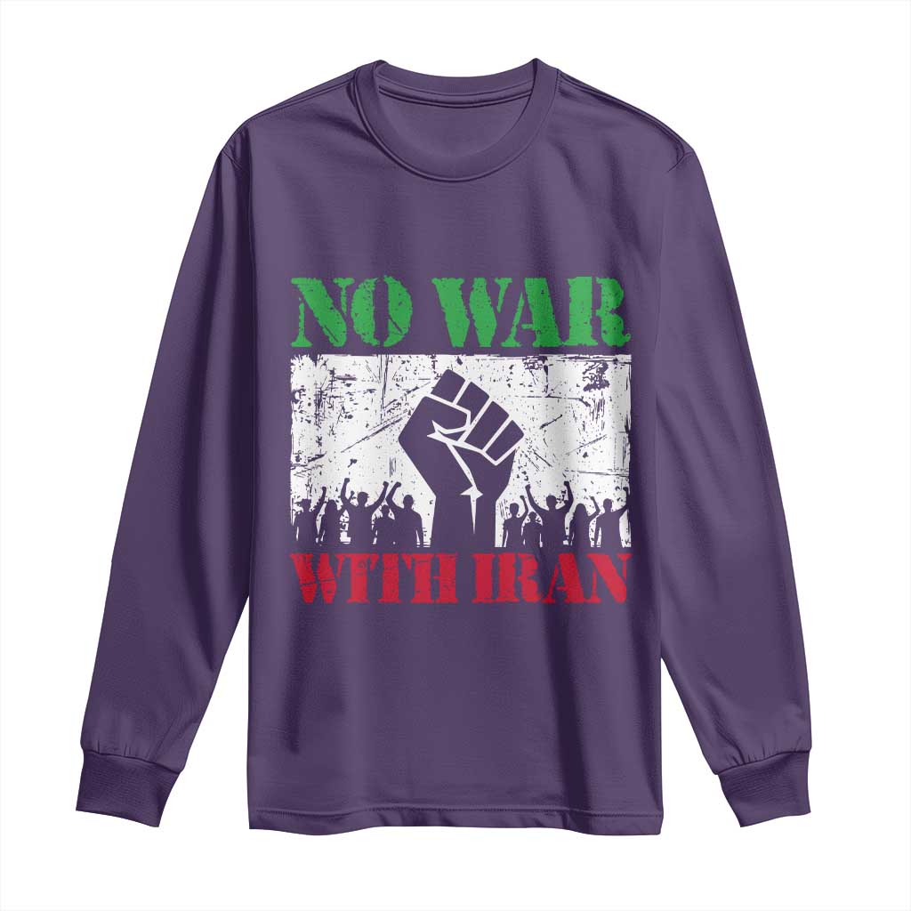 No War With Iran Long Sleeve Shirt Free Iran Peace Seeker Gift TS12 Purple Print Your Wear
