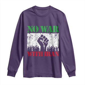 No War With Iran Long Sleeve Shirt Free Iran Peace Seeker Gift TS12 Purple Print Your Wear