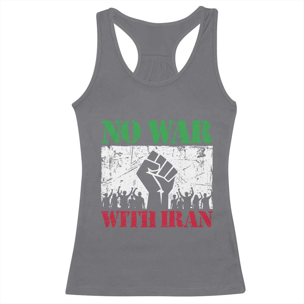 No War With Iran Racerback Tank Top Free Iran Peace Seeker Gift TS12 Charcoal Print Your Wear