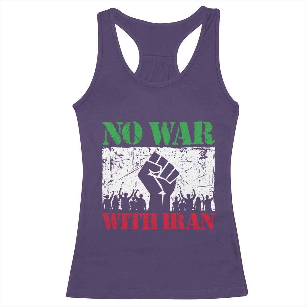 No War With Iran Racerback Tank Top Free Iran Peace Seeker Gift TS12 Purple Print Your Wear