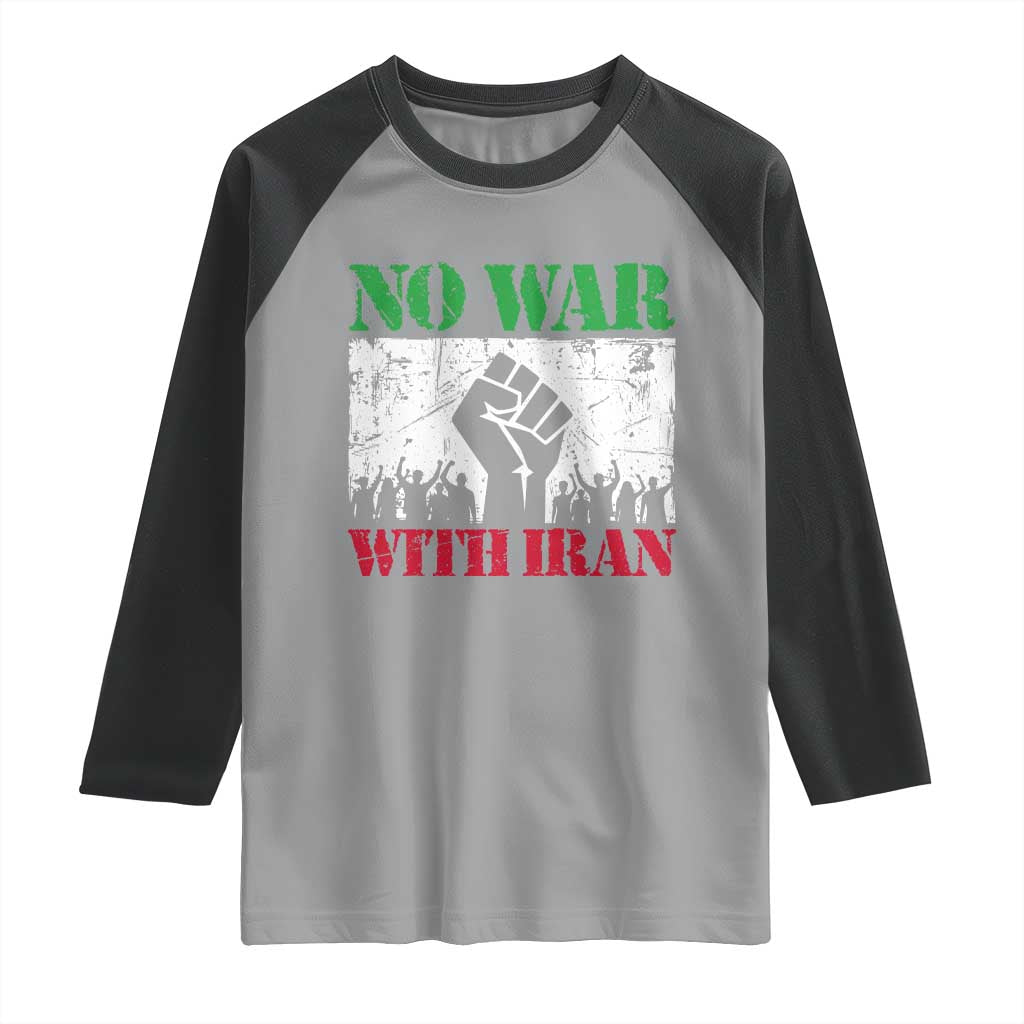 No War With Iran Raglan Shirt Free Iran Peace Seeker Gift TS12 Sport Gray Black Print Your Wear