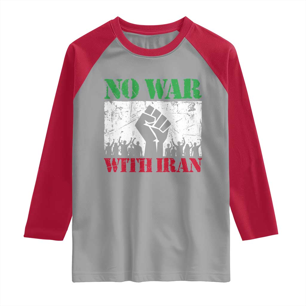 No War With Iran Raglan Shirt Free Iran Peace Seeker Gift TS12 Sport Gray Red Print Your Wear
