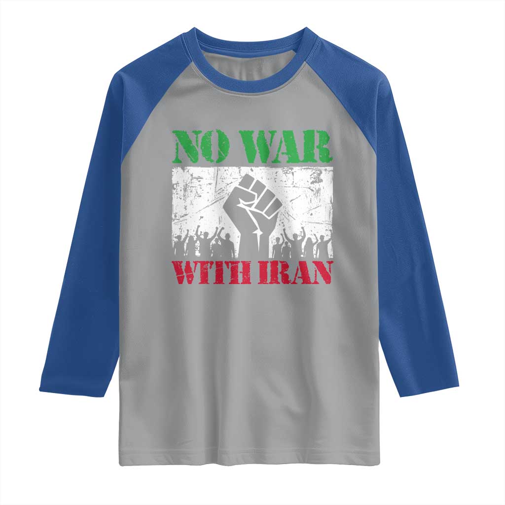 No War With Iran Raglan Shirt Free Iran Peace Seeker Gift TS12 Sport Gray Royal Print Your Wear